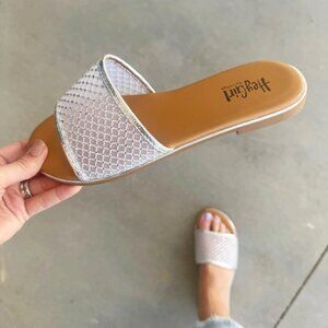 NEW In Box - Corky’s Just Meshing With Ya Silver Mesh Slide Sandals – Sizes 7–11